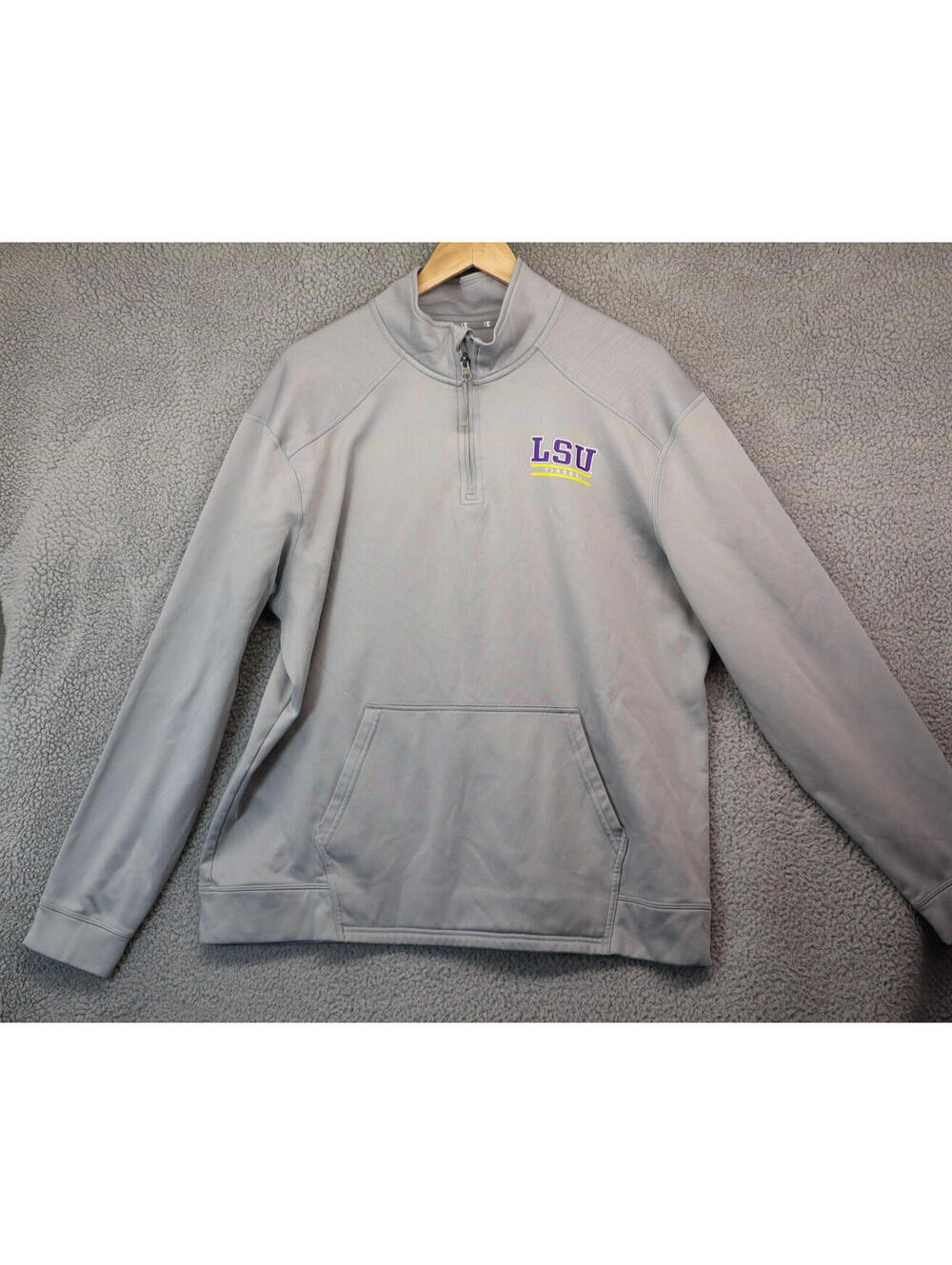 LSU Tigers Champion Men XL Grey 1/4 Zip Jacket NCAA